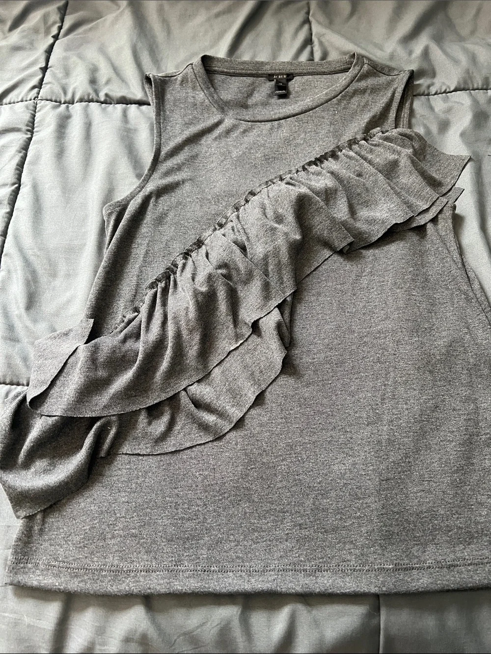JCrew Ruffle Front Tank Top Gray Size XS